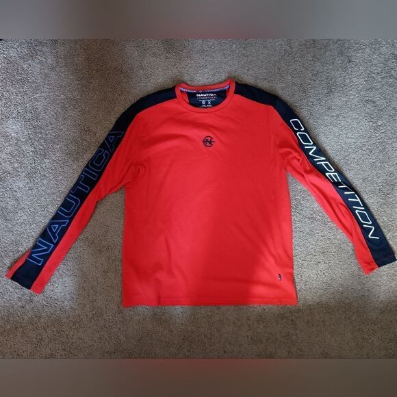Nautica Competition Long Sleeve T-shirt Orange/Blue Size XL PRE-OWNED - Picture 1 of 6